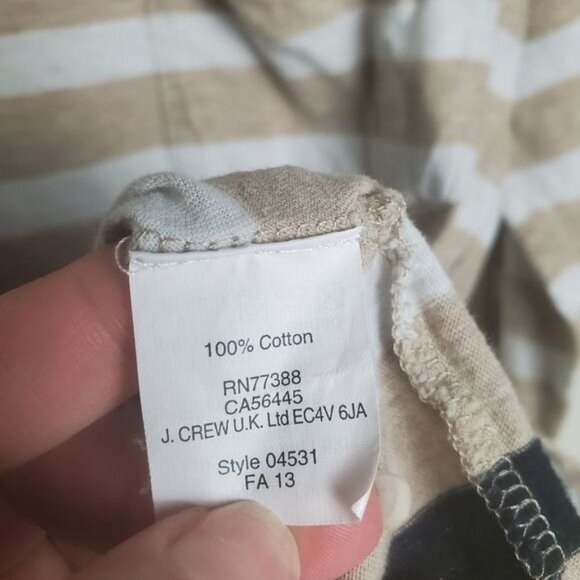 MADEWELL Womens Top‎ Small 100% Cotton Stripe Neutral Oatmeal 3/4 Pocket Cozy - Picture 4 of 8